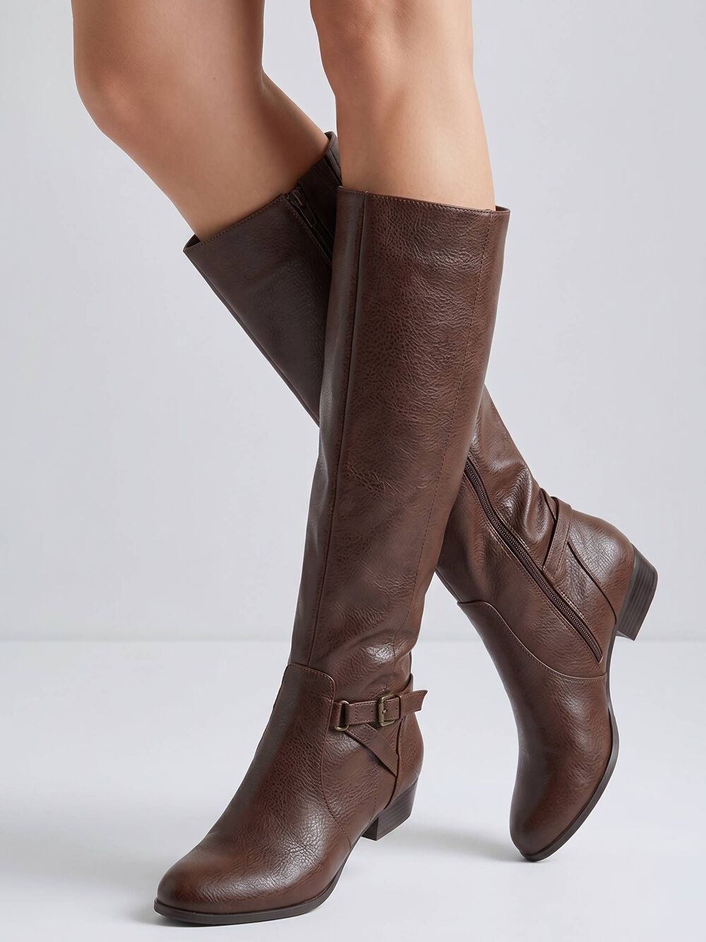 💛GNW Brown Sarah Faux Leather Knee High Riding Boots Shoes Size 8.5